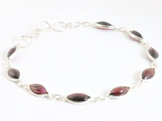 Fijne zilveren armband met granaat afbeelding 2