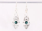 Lange opengewerkte zilveren oorbellen met turkoois afbeelding 3