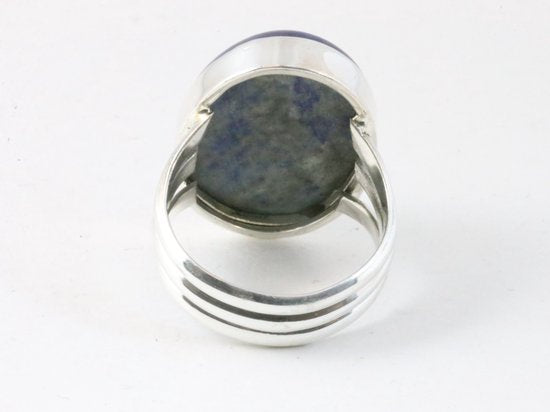 Grote ovale zilveren ring met lapis lazuli afbeelding 3