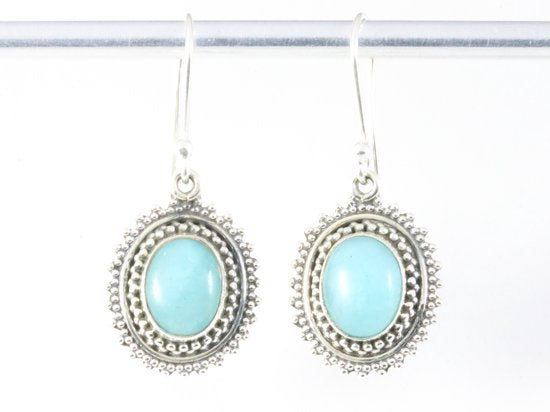 Bewerkte zilveren oorbellen met amazoniet afbeelding 4