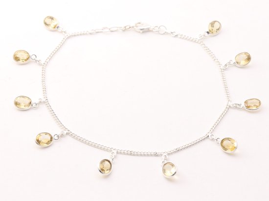 Fijne zilveren enkelband met citrien afbeelding 1