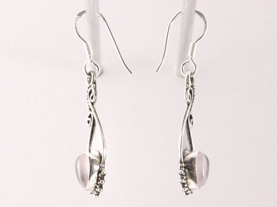 Bewerkte zilveren oorbellen met rozenkwarts afbeelding 2