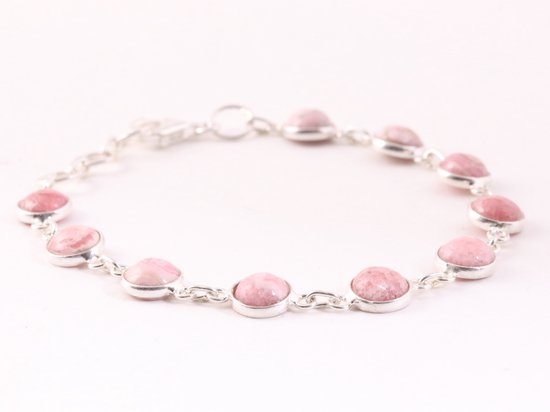 Fijne zilveren armband met rhodochrosiet afbeelding 2