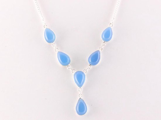 Zilveren ketting met blauwe chalcedoon afbeelding 1