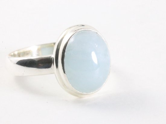 Hoogglans zilveren ring met aquamarijn afbeelding 1