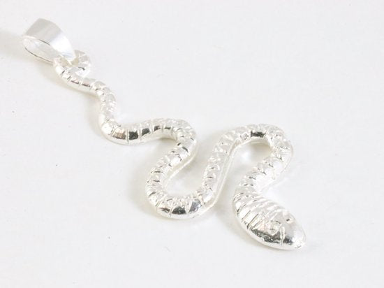 Zilveren slang hanger aan ketting afbeelding 2
