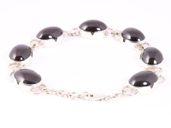 Zilveren armband met grote granaat stenen afbeelding 3