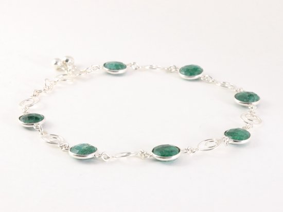 Zilveren enkelband met smaragd afbeelding 2