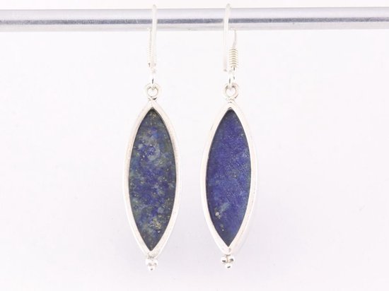 Lange zilveren oorbellen met lapis lazuli afbeelding 3
