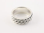 Zware zilveren geluksring met kruiskabelpatronen afbeelding 2