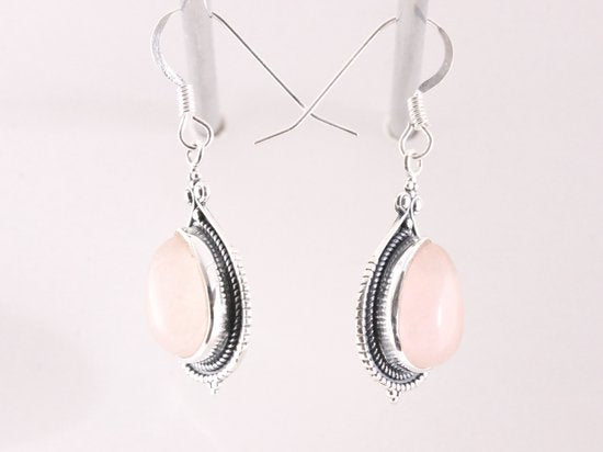 Bewerkte zilveren oorbellen met rozenkwarts afbeelding 2