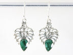 Opengewerkte zilveren oorbellen met smaragd afbeelding 3