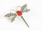 Zilveren libelle broche met carneool afbeelding 1