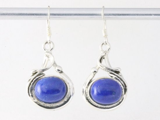 Bewerkte zilveren oorbellen met lapis lazuli afbeelding 4