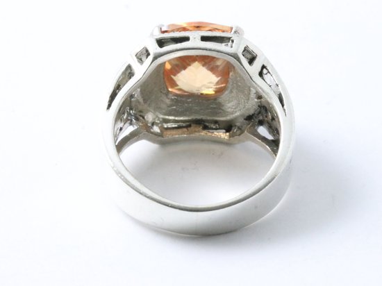 Opengewerkte zilveren ring met citrien en marcasiet afbeelding 3