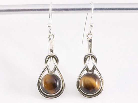 Zilveren oorbellen met tijgeroog afbeelding 4