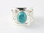 Opengewerkte zilveren ring met turkoois afbeelding 4