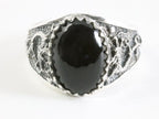 Zware bewerkte zilveren ring met onyx afbeelding 4