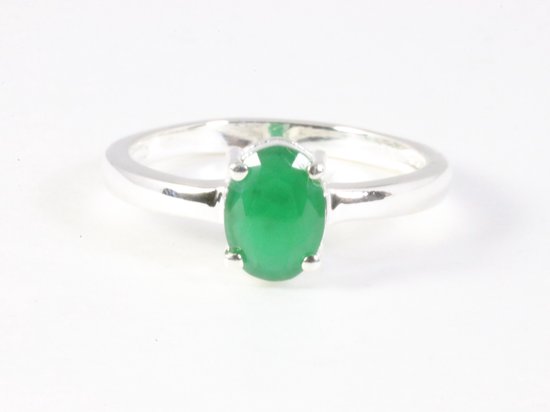 Fijne hoogglans zilveren ring met smaragd afbeelding 4