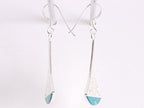 Lange opengewerkte zilveren oorbellen met chrysocolla afbeelding 2