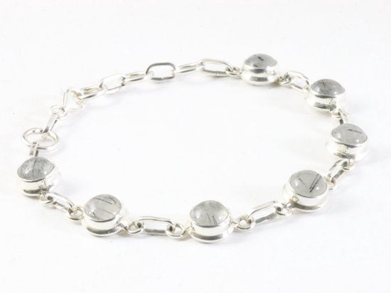 Zilveren armband met zwarte rutielkwarts afbeelding 2