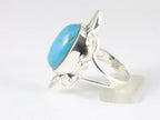 Langwerpige zilveren ring met blauwe turkoois afbeelding 2