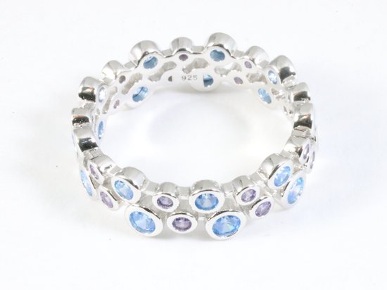 Zware zilveren ring met aquamarijn en amethist afbeelding 2