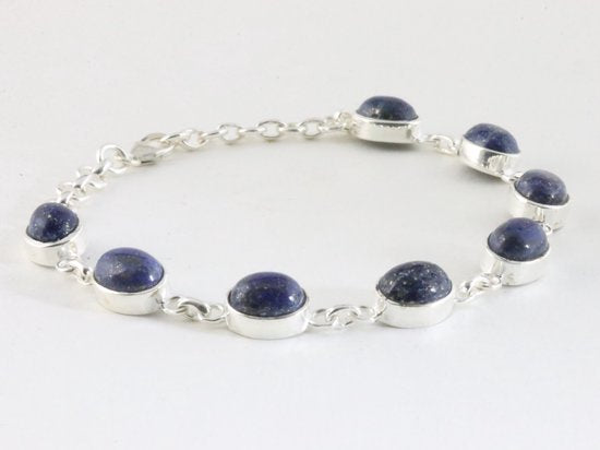 Hoogglans zilveren armband met lapis lazuli afbeelding 2