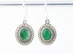 Bewerkte ovale zilveren oorbellen met smaragd afbeelding 4