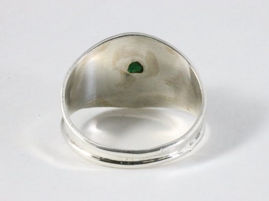 Bewerkte zilveren ring met jade afbeelding 3