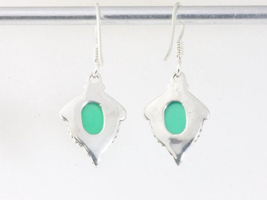 Bewerkte zilveren oorbellen met nefriet jade afbeelding 3