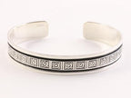 Zilveren klemarmband met Grieks motief en zwarte banden afbeelding 1
