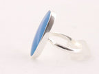 Langwerpige hoogglans zilveren ring met blauwe agaat afbeelding 2