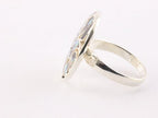 Ronde opengewerkte zilveren ring met abalone schelp afbeelding 2