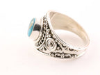 Bewerkte zilveren ring met blauwe koperturkoois afbeelding 2