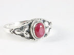 Fijne bewerkte zilveren ring met robijn afbeelding 1