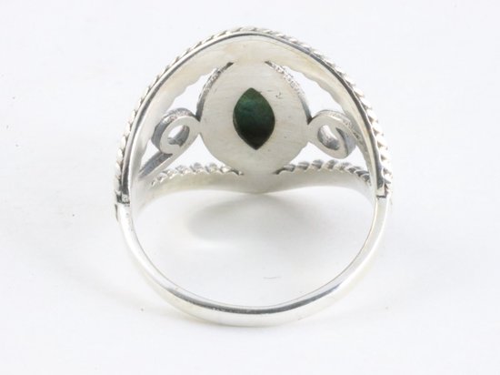 Opengewerkte zilveren ring met turkoois afbeelding 3