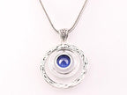 Traditionele bewerkte zilveren hanger met blauwe saffier aan vossenstaart ketting afbeelding 3
