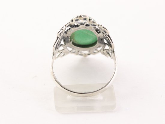 Opengewerkte zilveren ring met groene aventurijn afbeelding 3