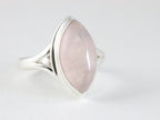 Hoogglans zilveren ring met rozenkwarts afbeelding 1