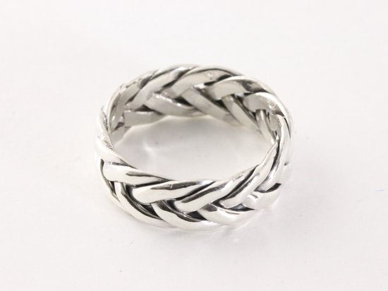Zware gevlochten zilveren ring afbeelding 2