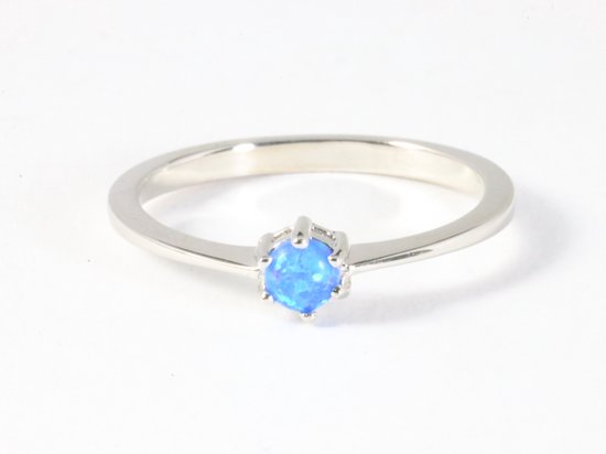 Fijne hoogglans zilveren ring met Australische opaal afbeelding 4