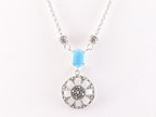 Zilveren ketting met blauwe turkoois en marcasiet afbeelding 1