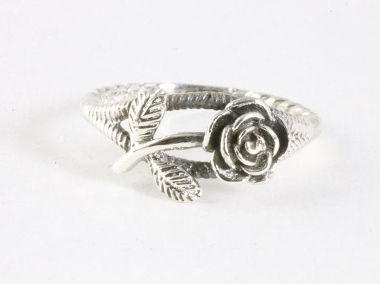 Fijne zilveren ring met roos - maat 19.5 afbeelding 4