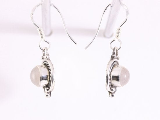 Fijne bewerkte zilveren oorbellen met rozenkwarts afbeelding 2