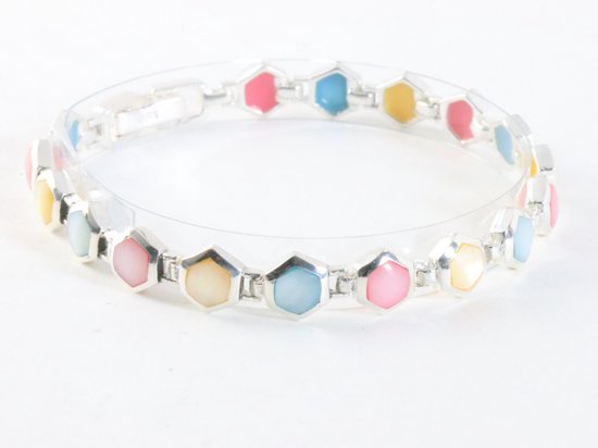 Zilveren armband met veelkleurige schelp afbeelding 2