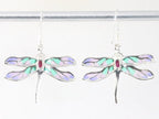 Zilveren libelle oorbellen met emaille en robijn afbeelding 2