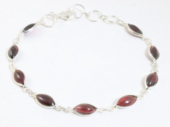 Fijne zilveren armband met granaat afbeelding 1