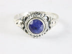Fijne bewerkte zilveren ring met blauwe saffier afbeelding 4
