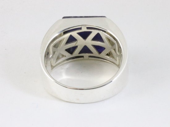 Zware bewerkte zilveren ring met rode jaspis afbeelding 3